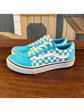 Vans Ward Low Checkerboard Sneakers Nebulas Blue White Youth Size 5